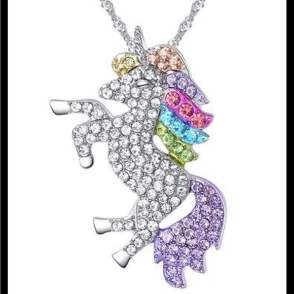 Rainbow Unicorn Pendant Necklace - Picture 1 of 5